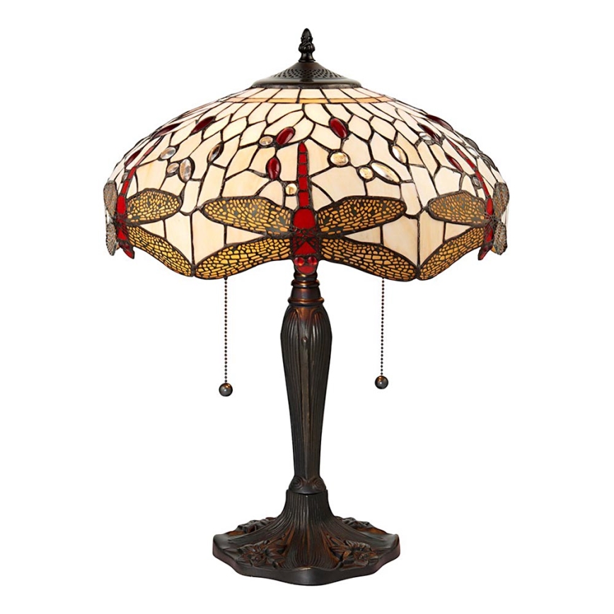 Endon 64085 - Lámpara de mesa Tiffany DRAGONFLY 2xE27/60W/230V Ø 41 cm