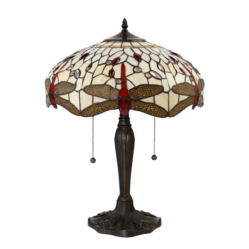 Endon 64085 - Lámpara de mesa Tiffany DRAGONFLY 2xE27/60W/230V Ø 41 cm