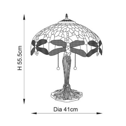 Endon 64085 - Lámpara de mesa Tiffany DRAGONFLY 2xE27/60W/230V Ø 41 cm
