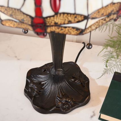 Endon 64086 - Lámpara de mesa Tiffany DRAGONFLY 2xE27/60W/230V Ø 30 cm