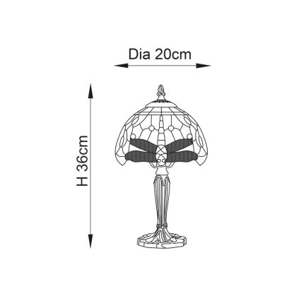 Endon 64088 - Lámpara de mesa Tiffany DRAGONFLY 1xE14/40W/230V Ø 20 cm