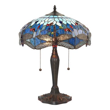 Endon 64089 - Lámpara de mesa Tiffany DRAGONFLY 2xE27/60W/230V Ø 41 cm