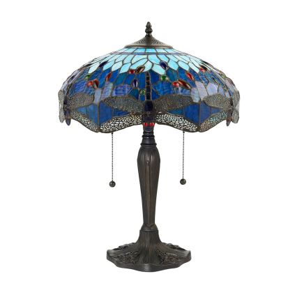 Endon 64089 - Lámpara de mesa Tiffany DRAGONFLY 2xE27/60W/230V Ø 41 cm