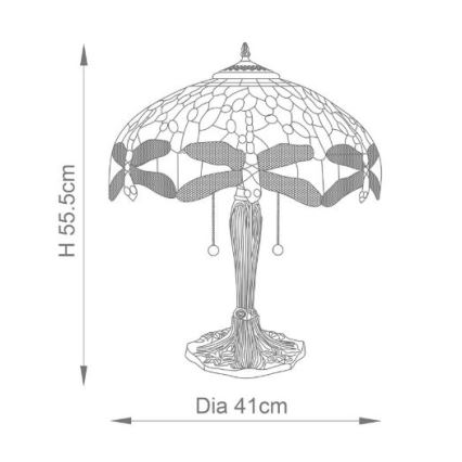 Endon 64089 - Lámpara de mesa Tiffany DRAGONFLY 2xE27/60W/230V Ø 41 cm
