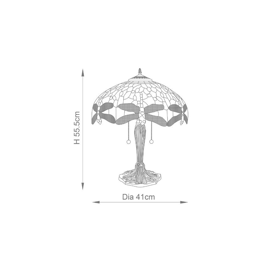 Endon 64089 - Lámpara de mesa Tiffany DRAGONFLY 2xE27/60W/230V Ø 41 cm