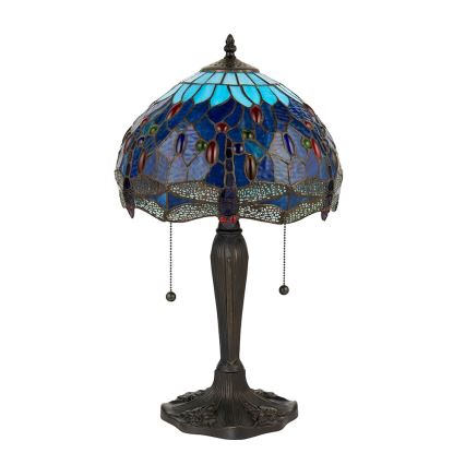 Endon 64090 - Lámpara de mesa Tiffany DRAGONFLY 2xE27/60W/230V Ø 30 cm