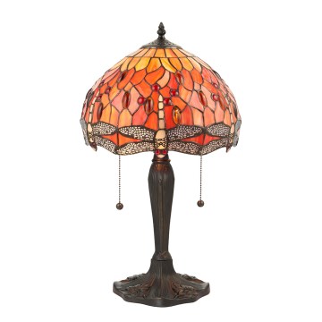 Endon 64092 - Lámpara de mesa Tiffany DRAGONFLY 2xE27/60W/230V Ø 30 cm