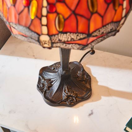 Endon 64092 - Lámpara de mesa Tiffany DRAGONFLY 2xE27/60W/230V Ø 30 cm