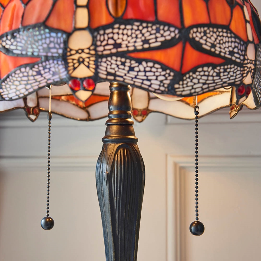 Endon 64092 - Lámpara de mesa Tiffany DRAGONFLY 2xE27/60W/230V Ø 30 cm