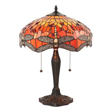 Endon 64093 - Lámpara de mesa Tiffany DRAGONFLY 2xE27/60W/230V Ø 41 cm