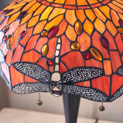 Endon 64093 - Lámpara de mesa Tiffany DRAGONFLY 2xE27/60W/230V Ø 41 cm