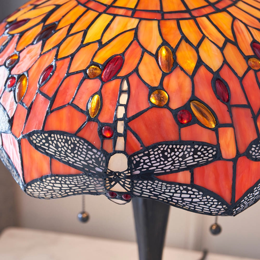 Endon 64093 - Lámpara de mesa Tiffany DRAGONFLY 2xE27/60W/230V Ø 41 cm