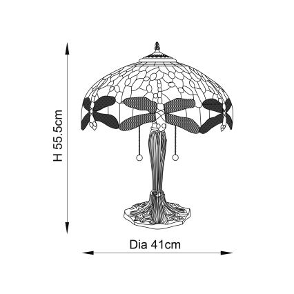 Endon 64093 - Lámpara de mesa Tiffany DRAGONFLY 2xE27/60W/230V Ø 41 cm