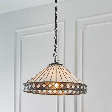Endon 64147 - Lámpara colgante con cadena Tiffany FARGO 1xE27/60W/230V diámetro 50 cm