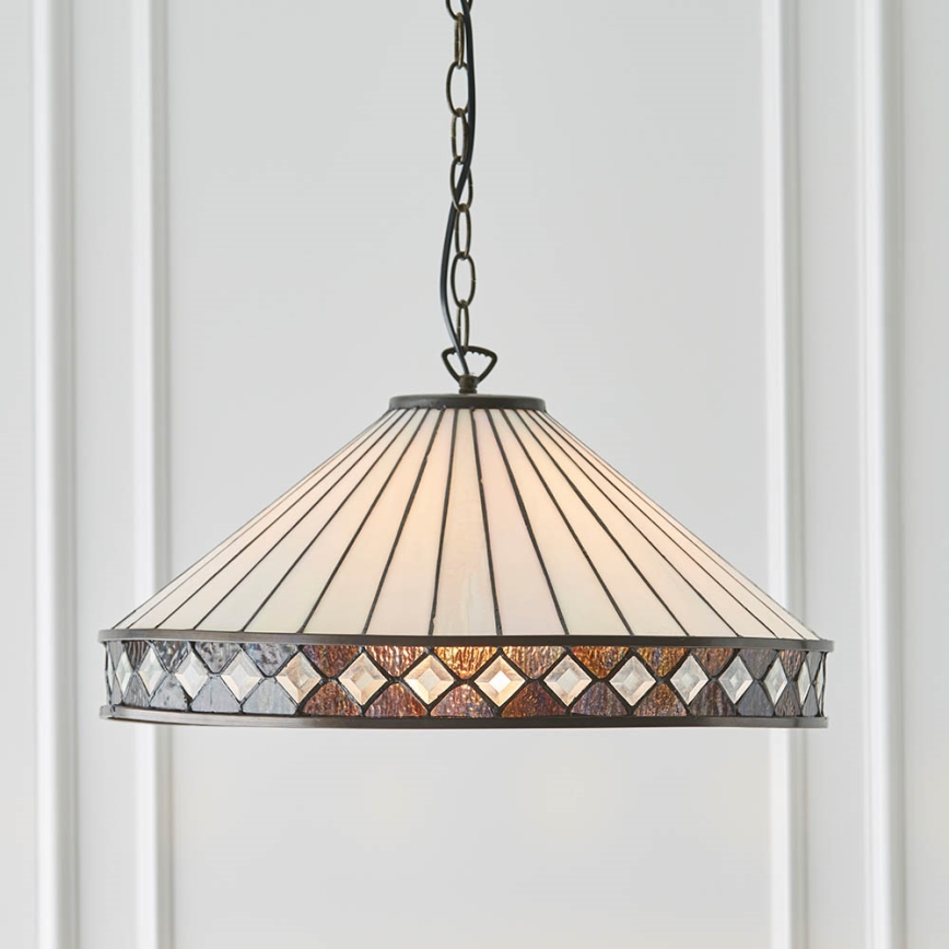 Endon 64147 - Lámpara colgante con cadena Tiffany FARGO 1xE27/60W/230V diámetro 50 cm