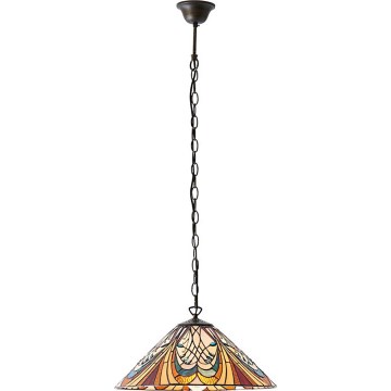 Endon 64162 - Lámpara colgante con cadena estilo Tiffany HECTOR 1xE27/60W/230V Ø 40 cm