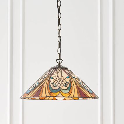 Endon 64162 - Lámpara colgante con cadena estilo Tiffany HECTOR 1xE27/60W/230V Ø 40 cm