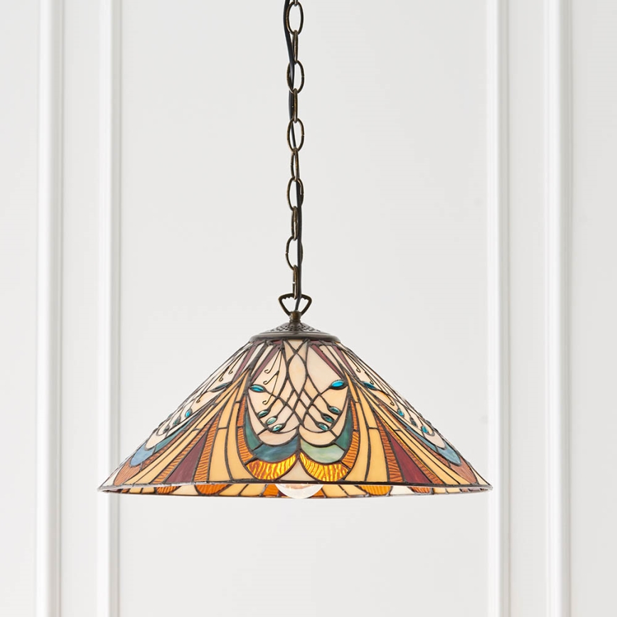 Endon 64162 - Lámpara colgante con cadena estilo Tiffany HECTOR 1xE27/60W/230V Ø 40 cm