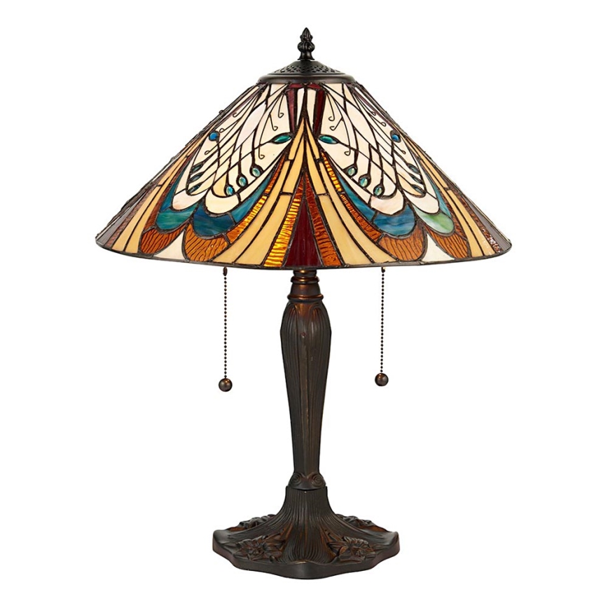 Endon 64163 - Lámpara de mesa Tiffany HECTOR, 2xE27/60W/230V, Ø 40 cm
