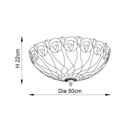 Endon 64173 - Lámpara de techo Tiffany HUTCHINSON 2xE27/60W/230V Ø 50 cm