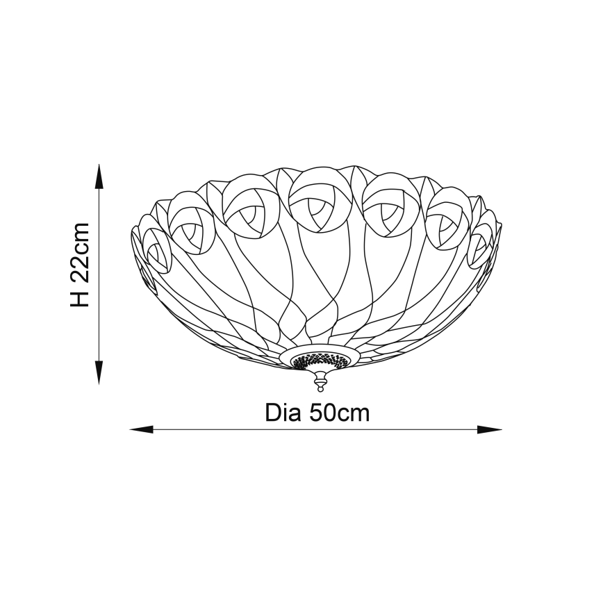 Endon 64173 - Lámpara de techo Tiffany HUTCHINSON 2xE27/60W/230V Ø 50 cm