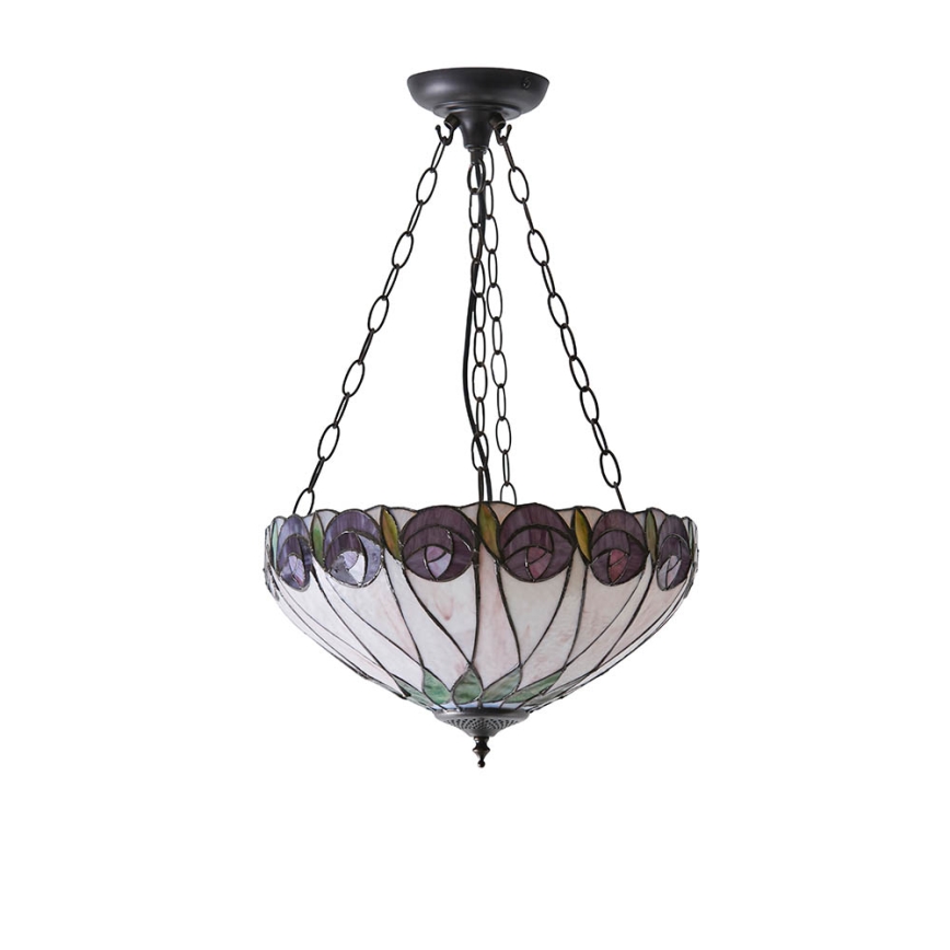 Endon 64175 - Lámpara colgante en cadena Tiffany HUTCHINSON 3xE27/60W/230V, diámetro 40 cm