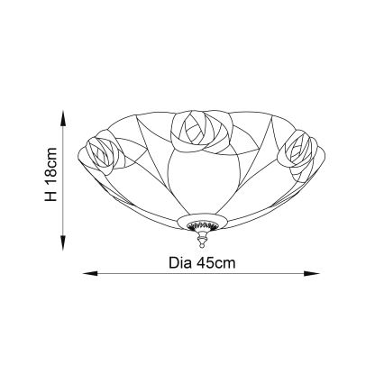 Endon 64182 - Lámpara de techo Tiffany INGRAM 2xE27/60W/230V Ø 45 cm