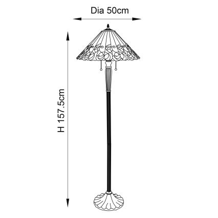Endon 64192 - Lámpara de pie Tiffany JAMELIA 2xE27/60W/230V, diámetro 50 cm