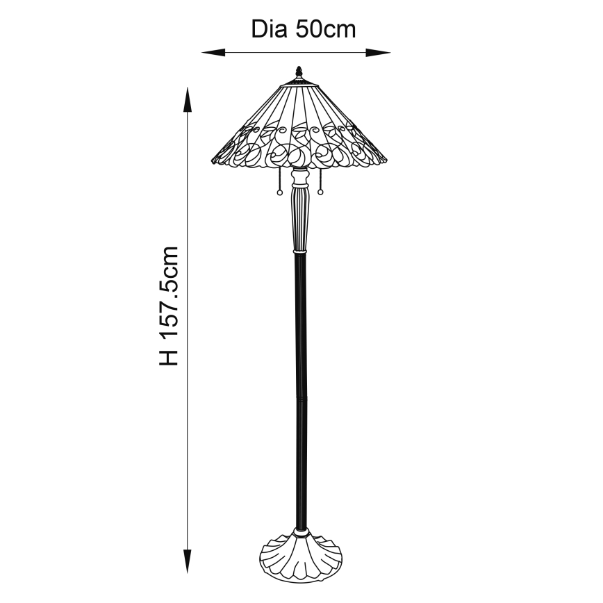 Endon 64192 - Lámpara de pie Tiffany JAMELIA 2xE27/60W/230V, diámetro 50 cm