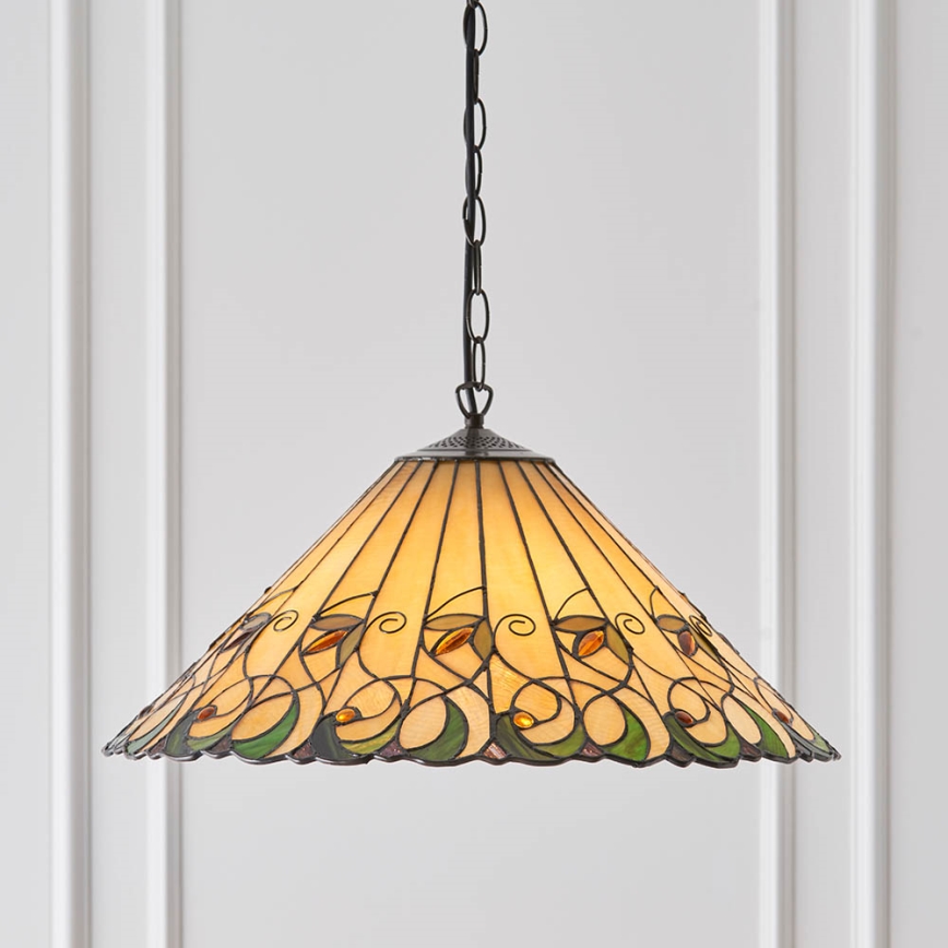 Endon 64194 - Lámpara colgante con cadena Tiffany JAMELIA 3xE27/60W/230V diámetro 50 cm