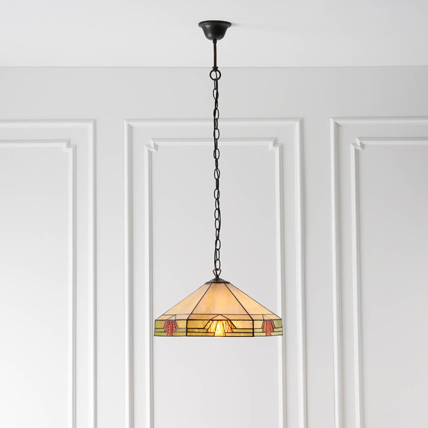 Endon 64285 - Lámpara colgante con cadena estilo Tiffany NEVADA 1xE27/60W/230V Ø 35 cm