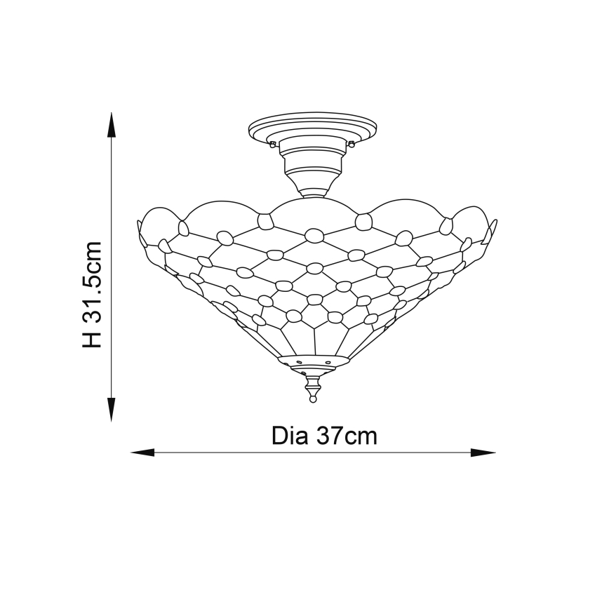Endon 64300 - Lámpara de techo de superficie estilo Tiffany PEARL 3xE27/60W/230V Ø 37 cm