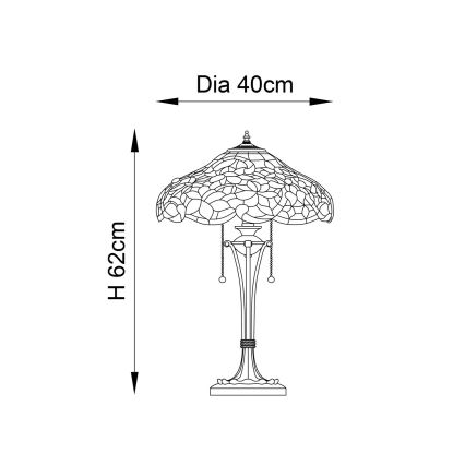 Endon 64326 - Lámpara de mesa SULLIVAN 2xE27/60W/230V diá. 40 cm