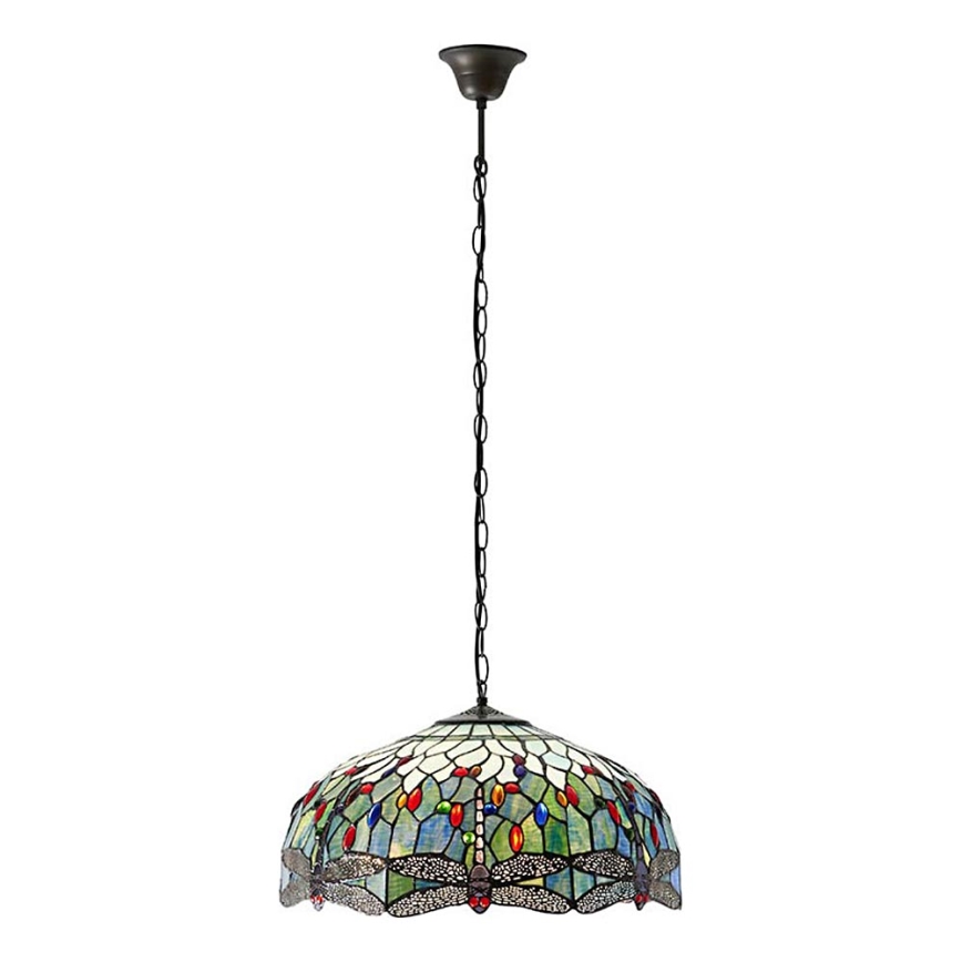 Endon 66148 - Lámpara colgante con cadena Tiffany DRAGONFLY 3xE27/60W/230V diámetro 50 cm