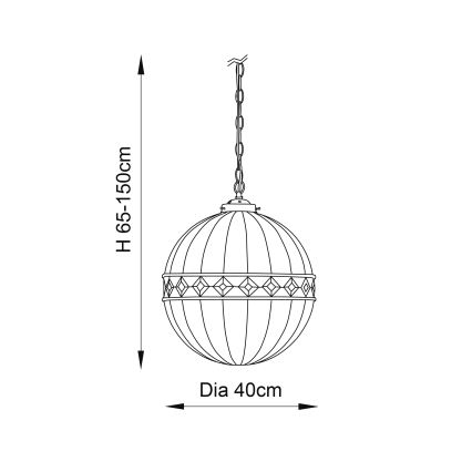 Endon 67045 - Lámpara colgante con cadena FARGO 1xE27/60W/230V diá. 40 cm