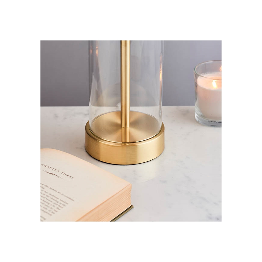 Endon 68802 - Lámpara de mesa táctil regulable LESSINA 1xE27/10W/230V dorada/blanca