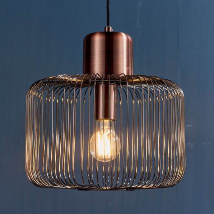 Endon 68986 - Lámpara colgante NICOLA con cable 1xE27/40W/230V, acabado en cobre