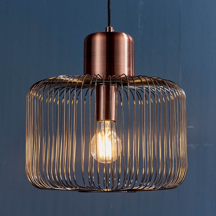 Endon 68986 - Lámpara colgante NICOLA con cable 1xE27/40W/230V, acabado en cobre