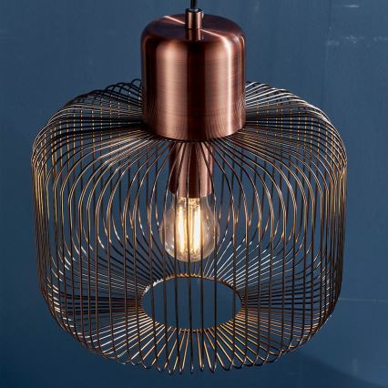 Endon 68986 - Lámpara colgante NICOLA con cable 1xE27/40W/230V, acabado en cobre