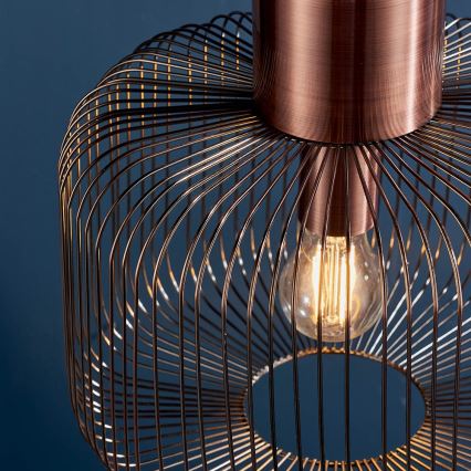 Endon 68986 - Lámpara colgante NICOLA con cable 1xE27/40W/230V, acabado en cobre