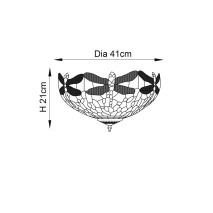 Endon 70722 - Plafón DRAGONFLY 2xE27/60W/230V diá. 41 cm