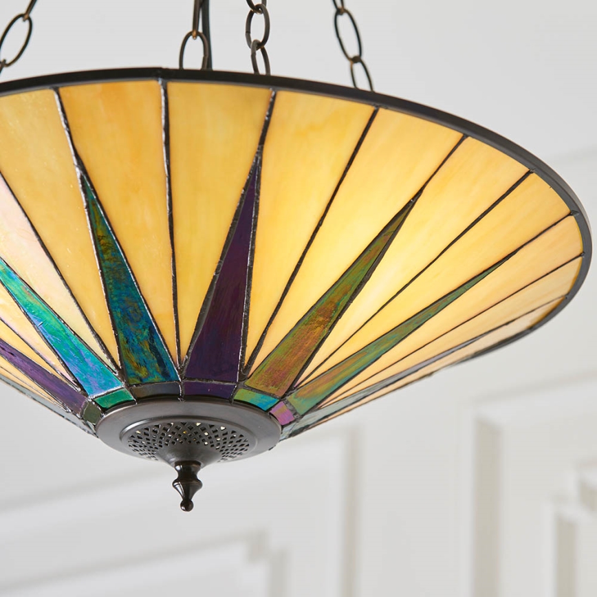 Endon 70754 - Lámpara colgante con cadena Tiffany DARK STAR 3xE27/60W/230V Ø 49 cm