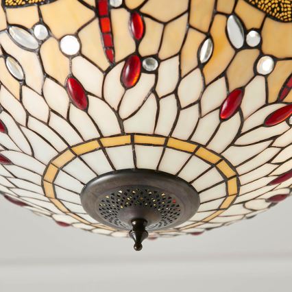 Endon 70759 - Lámpara colgante con cadena Tiffany DRAGONFLY 3xE27/60W/230V Ø 41 cm