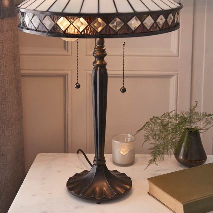 Endon 70935 - Lámpara de mesa FARGO 2xE27/60W/230V diá. 41,5 cm