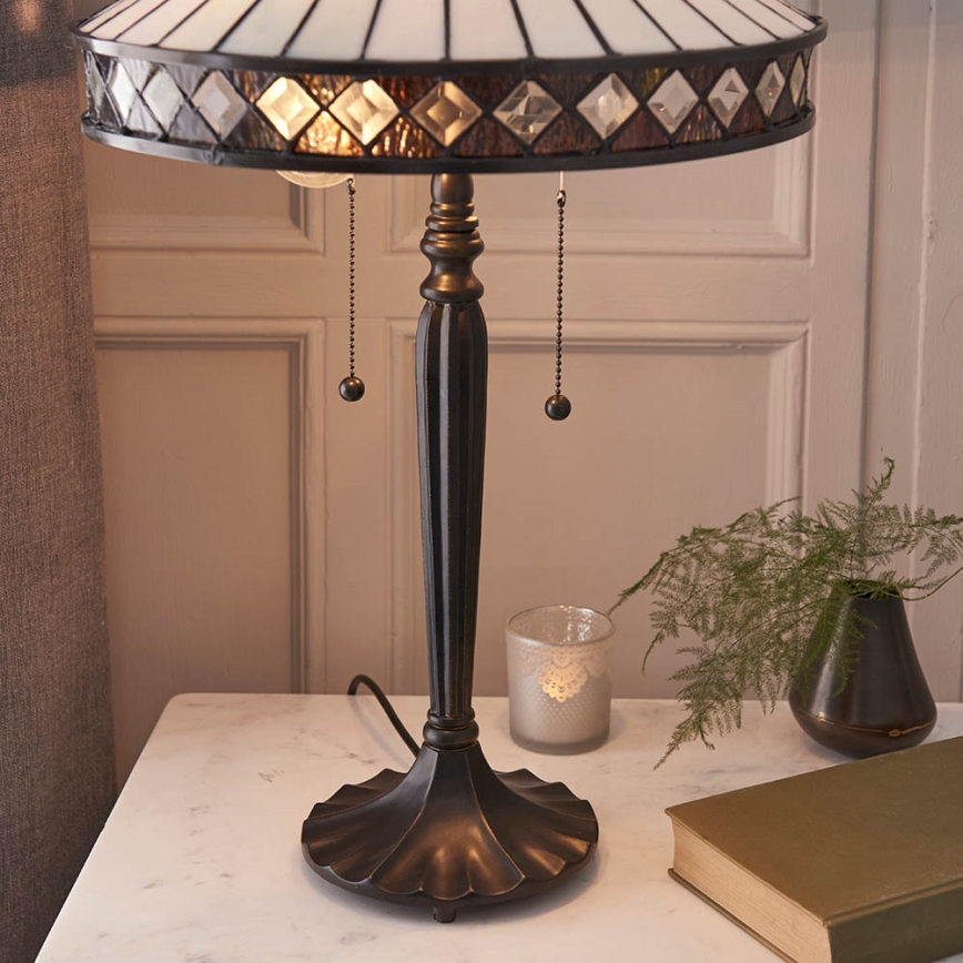 Endon 70935 - Lámpara de mesa FARGO 2xE27/60W/230V diá. 41,5 cm