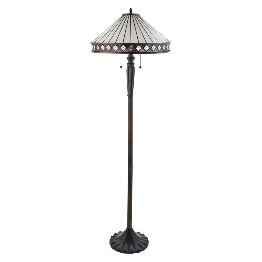 Endon 70936 - Lámpara de pie Tiffany FARGO 2xE27/60W/230V Ø 50 cm