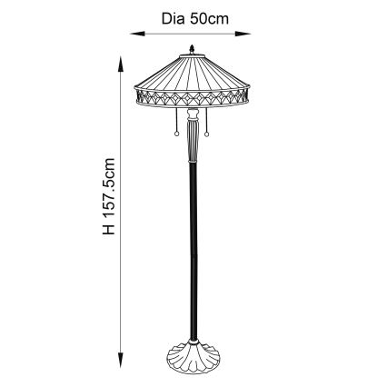 Endon 70936 - Lámpara de pie Tiffany FARGO 2xE27/60W/230V Ø 50 cm