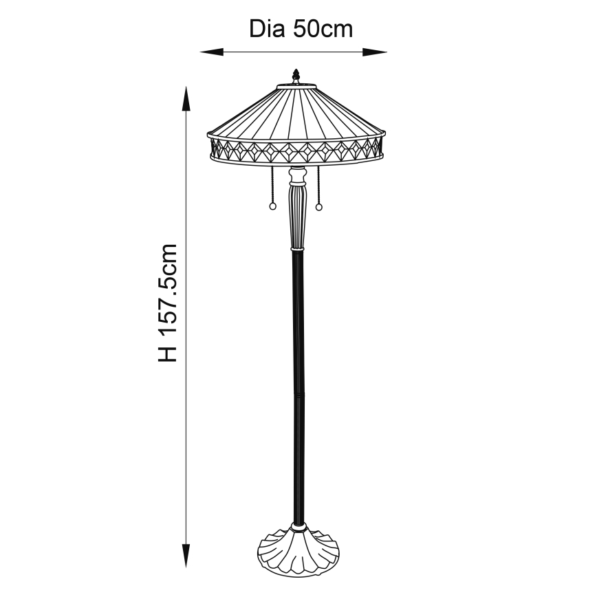 Endon 70936 - Lámpara de pie Tiffany FARGO 2xE27/60W/230V Ø 50 cm