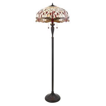Endon 70940 - Lámpara de pie Tiffany DRAGONFLY 2xE27/60W/230V, diámetro 50 cm