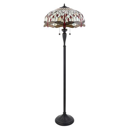 Endon 70940 - Lámpara de pie Tiffany DRAGONFLY 2xE27/60W/230V, diámetro 50 cm